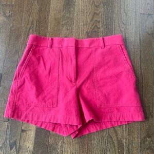 Ann Taylor Bright Pink High Waist Patch-Pocket Shorts
